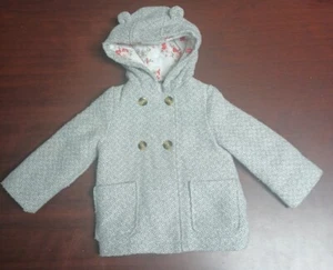 Tweed Coat with Bear Ear Hood Carters 24 Mo. Girl Gray/Silver  - So CUTE! - Picture 1 of 5
