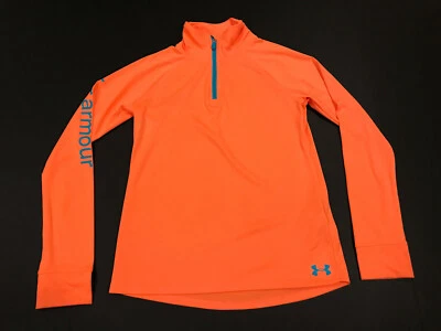 Youth Under Armour Athletic Sports Yoga Shirt Zip Large Orange Long Sleeve - Image 1 of 4