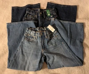 Gap Kids Mid Rise Wide Leg Baggy Jeans Medium Dark Wash Size 7 Slim NWT 2 Pairs - Picture 1 of 15