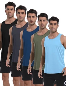 Men's Workout Tank Tops 5 Pack Sleeveless Gym Shirt Quick Dry XL - Picture 1 of 5