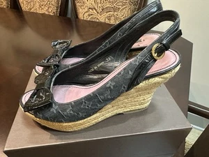 Authentic Louis Vuitton High Heels Monogram Wages Size 38.5 - Picture 1 of 19