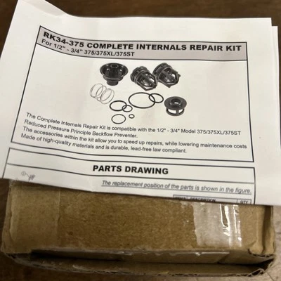 RK34-375 Complete Repair Kit For Zurn Wilkins 375/375XL/375ST 1/2" & 3/4" Models - Image 1 of 4