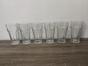 6 HEAVY 22 oz. Vintage Libbey Duratuff 8 Panel, Coolers-Ice Tea Glasses-6 3/8” - Picture 1 of 5