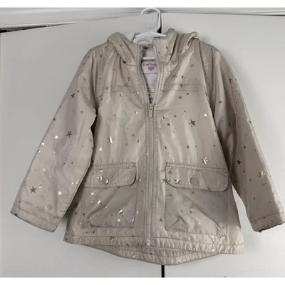 Chaqueta de Lluvia Carter's Niños Niñas Beige Dorado Estrellas Con Capucha Talla 6 Foto 1 de 4
