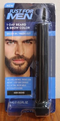 Cepillo Just For Men MARRÓN OSCURO para lavar barba cabello cejas color gris cobertura Foto 1 de 4