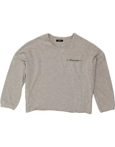 DIESEL Womens Crop Sweatshirt Jumper UK 6 XS Grey Cotton OD19 - Picture 1 of 4