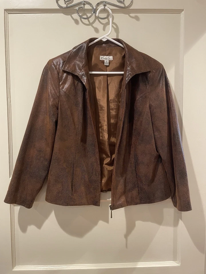 Chaqueta Kim Roger’s 10P Chaqueta Forrada Ligera Look Cuero Marrón Chocolate Foto 1 de 4