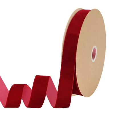 Red Velvet Ribbon 7/8 Inch Velvet Ribbon for Gift Wrapping Weddings Hair Bow ... - Image 1 of 4