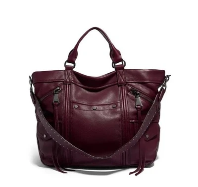 AIMEE KESTENBERG Fair Game Convertible Leather Tote Bag Shoulder Handle Burgundy - Image 1 of 4