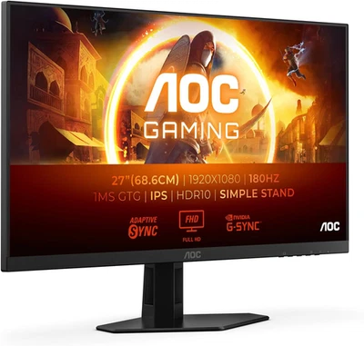 AOC Gaming 27G4XED - 27 Inch FHD Monitor, 180 Hz, 1 Ms, Freesync Prem., G-Sync - Image 1 of 4
