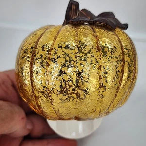 Yankee Candle Gold 4" Pumpkin Plug In Diffuser Base ONLY Fall Autumn Holidays - Picture 1 of 8