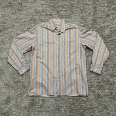 Camisa Ermenegildo Zegna Manga Larga Para Hombre XL Naranja Azul Rayas Hecha en Italia Foto 1 de 4