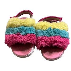 Skechers | Twinkle Toes Light Up Sandals Size 9 Back Strap Rainbow Fuzzy - Picture 1 of 6