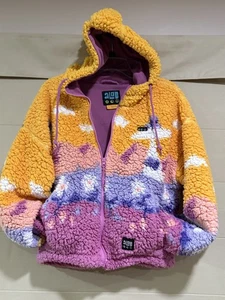 SELTEN EUC A. Lab Pink Fleece Hoodie Lydia Landschaft Y2K durchgehender Reißverschluss Erwachsene Large MM - Bild 1 von 9