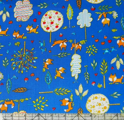 Fox Playground林地动物海军蓝织物 — 第 1/2 张图片
