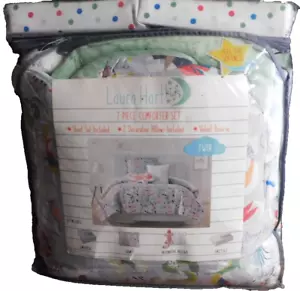Laura Hart Kids Twin Comforter Set-7 Piece- Alphabet Animals Print - Picture 1 of 8