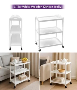 3 Tier Rolling Utility Cart Lockable Wheels Storage Organizer for Kitchen Office - Picture 1 of 14