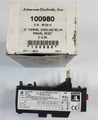 ADVANCE CONTROLS RF25-H 100980 OVERLOAD RELAY 2-3.3A *NEW IN BOX* - Image 1 of 4