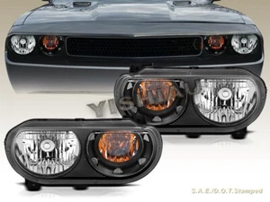 2008-2014 Dodge Challenger SE R/T Headlights Black Housing Clear Lens - Bild 1 von 3