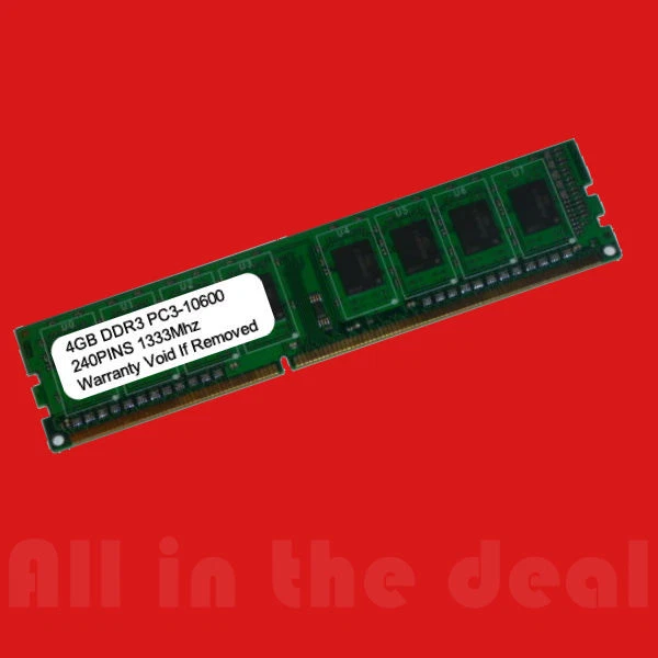 4GB DDR3 1333MHz PC3-10600 240 pin DESKTOP Memory Non ECC 1333 Low Density RAM - Image 1 of 1