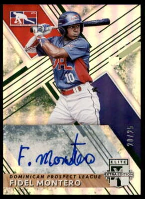 Fidel Montero Rookie Card 2019 Elite Extra Edition Autographs Emerald #188  - Image 1 of 2