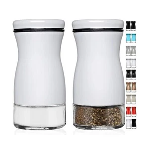 CHEFVANTAGE Salt and Pepper Shakers Set with Adjustable Pour Holes - White - Picture 1 of 6
