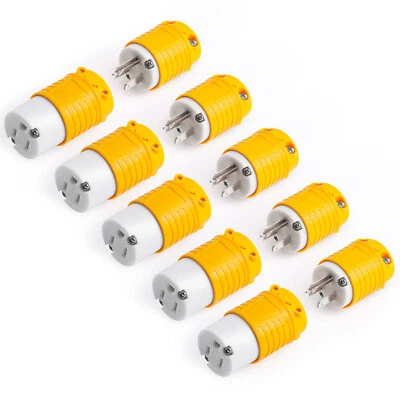 (10) Male & Female Extension Cord Electrical End Plugs Replacement Connector Kit - Image 1 of 4