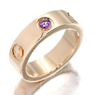 AUTH CARTIER LOVE RING PINK SAPPHIRE 18K 750 RG ROSE GOLD #50 W 6MM F/S