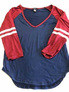 Rue21 Shirt Womens Extra Large Retro Varsity Sleeve Casual Top - Picture 1 of 5