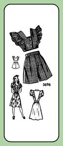 VESTIDO Pantalones Cortos CROP-TOP American Weekly MO 3696 RAROS De Colección Años 1940 Patrón de Costura - Imagen 1 de 5