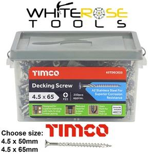 TIMCO Decking Screw Double Countersunk Stainless Steel 250 Screws Tub Pozi PZ2 - Picture 1 of 4