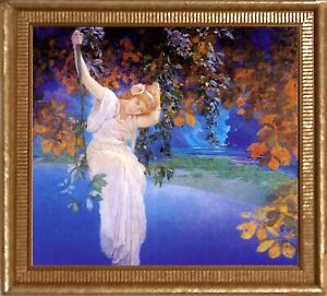 Reveries, Maxfield Parrish, 16" X 18 " image, gold framed canvas, Art Nouveau