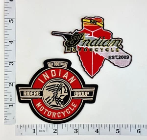 Embroidered 2-Patch Set - Biker Patches - Iron-on - NEW - Motorcycle - Indian - Picture 1 of 1