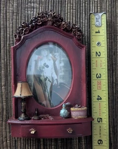 Victorian Style Oval Picture Frame Faux Carved Wood Vanity w/ Dresser Design - Picture 1 of 4
