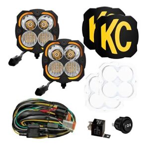 KC HiLiTES™ Flex Era® 4 LED Light Pair Kit Combo w/ Harness, Covers, Spot Lenses
