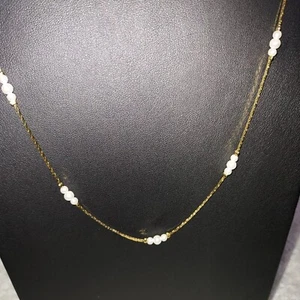Goldtone Necklace w/ Faux Pearls  30 Inch - Picture 1 of 4