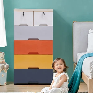 Lockable Dresser Organizer Multi Color Storage Cabinet With 6 Chest Drawers - Picture 1 of 12