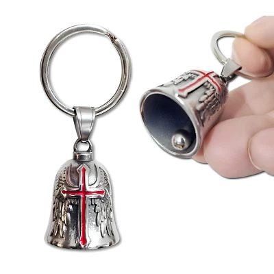 ECLECTIC SHOP UK LTD ® Protector de alas de ángel de la cruz roja cruzado de motocicleta Gremlin Campana de motociclista