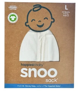 Happiest Baby Snoo Sack Organic Cotton Large 4-6 Months 18-26 Lb White Swaddle - Picture 1 of 4