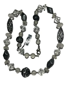 Collar Lucite Cuentas Blanco Gris Negro Vintage Coleccionistas Joyería Negro Blanco - Imagen 1 de 13