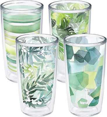 Tervis Yao Cheng - Crystal Insulated Tumbler,16oz-4pk,Green Collection. NEW