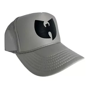 NEU WU TANG CLAN GRAUE MÜTZE 5 PANEL HOHE KRONE TRUCKER DRUCKKNOPFLASCHE NY TRENDY RETRO - Bild 1 von 5