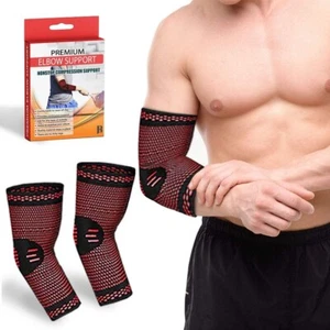 Rimsports Premium Elbow Support Sleeves Nonstop Compression Support Red Small - Picture 1 of 10