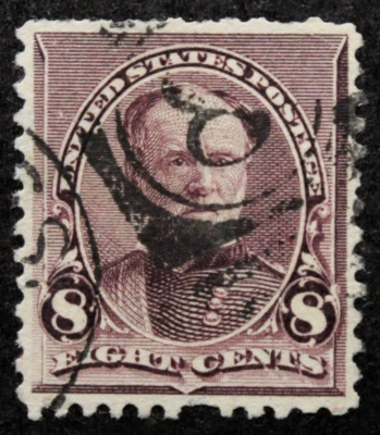 US Stamp Scott #225 ~ 1890-93 Regular Issue 8¢ Sherman GR02 - Image 1 of 2