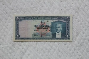 Türkei Banknote, 5 Lira von 1965 - Bild 1 von 6