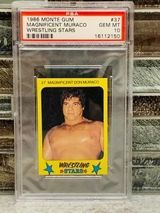 Monte Gum #37 1986 Magnífico Muraco estrellas de lucha libre corte a mano PSA 10 GM  - Imagen 1 de 2