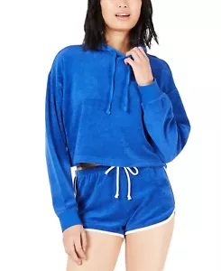 Juicy Couture Women's Juniors' Cropped Terry Hoodie (X-Small, Surf The Web) - Picture 1 of 4