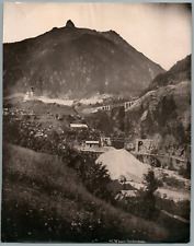 Schweiz, Wassen, Gotthardbahn  Vintage  photomechanical print. Switzerland  Ph
