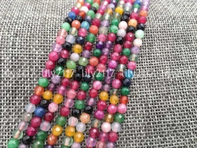 Hermosas cuentas sueltas de piedras preciosas redondas de jade multicolor facetadas naturales de 4 mm 15" AAA Foto 1 de 3