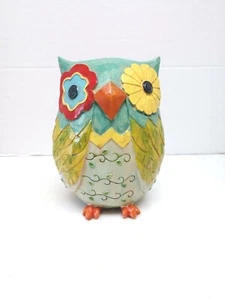 Colorful Chunky Carved Style Painted Owl Figure - Picture 1 of 6